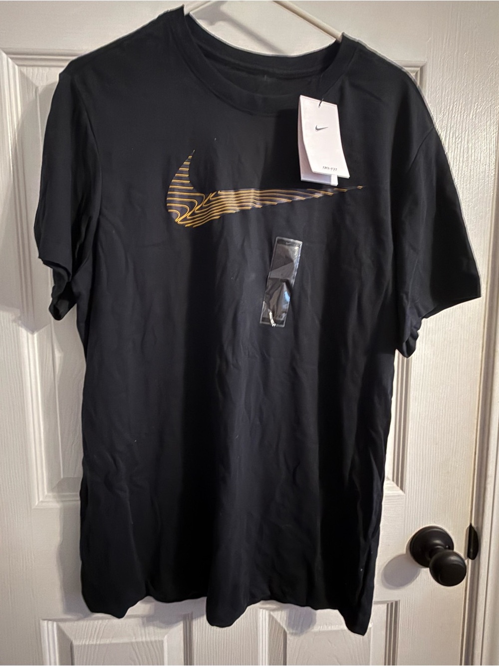 Nike Black Short Sleeve Tee with Gold Wave Swoosh